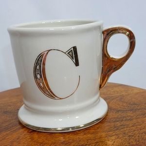 Anthropologie C Monogram Gold Trim 12oz Mug